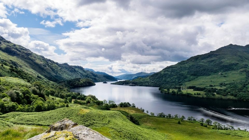 Views of Loch Lomond and surrounding countryside.